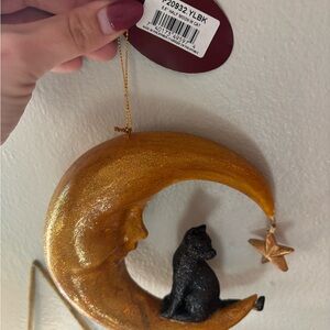 Gold Moon and Black Cat Ornament